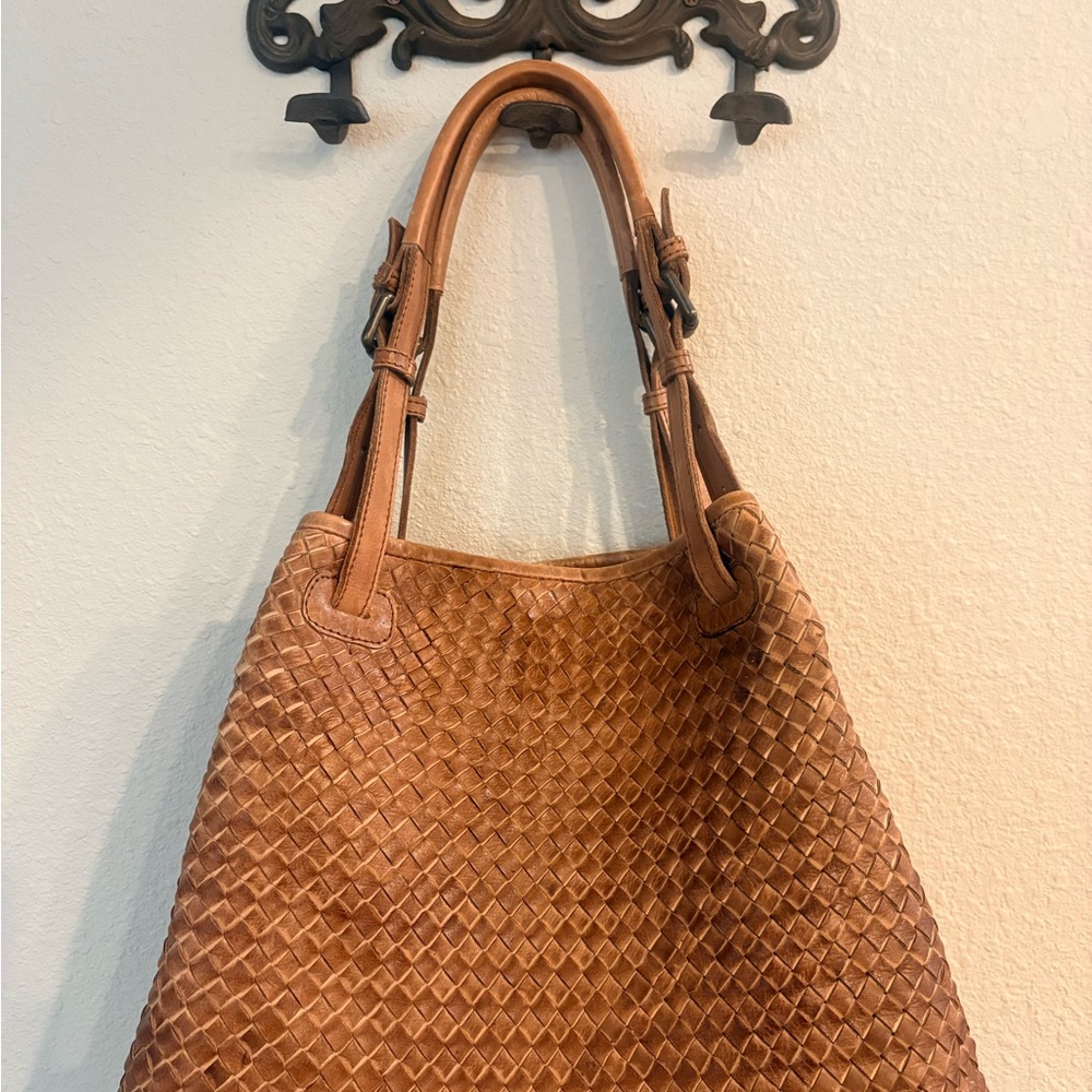 Valentina Woven Shoulder Bag in Tan - Picture 3 of 9